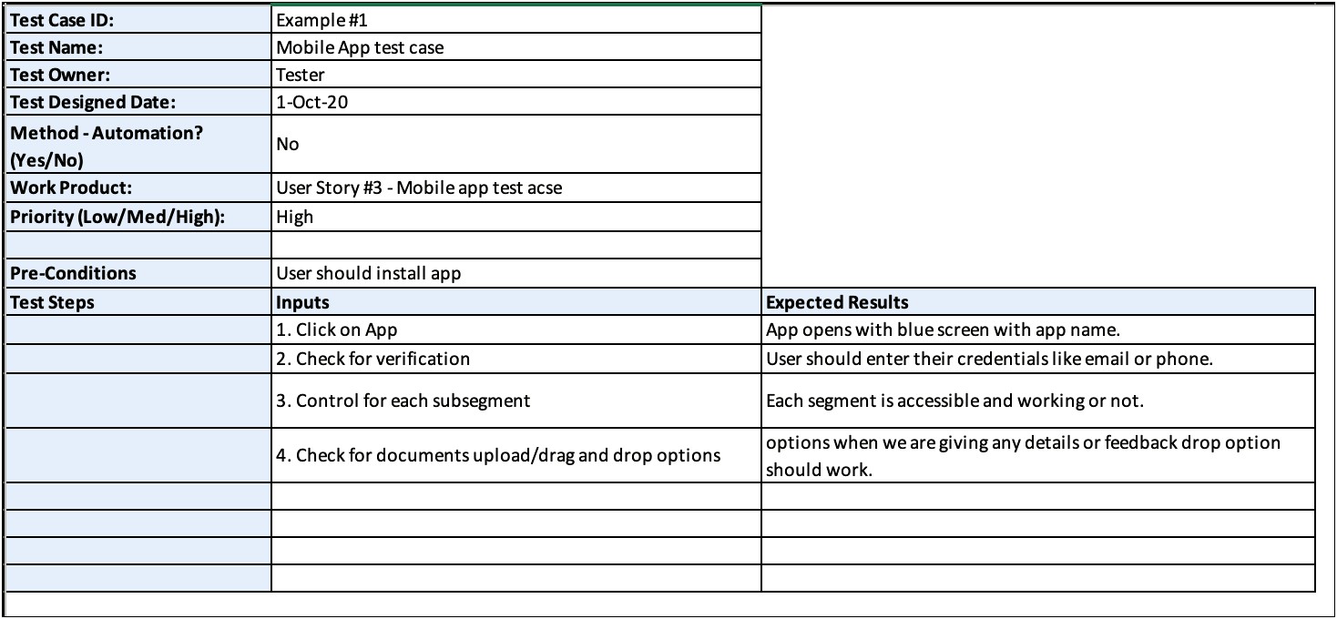 Sample Mobile Application Test Plan Template