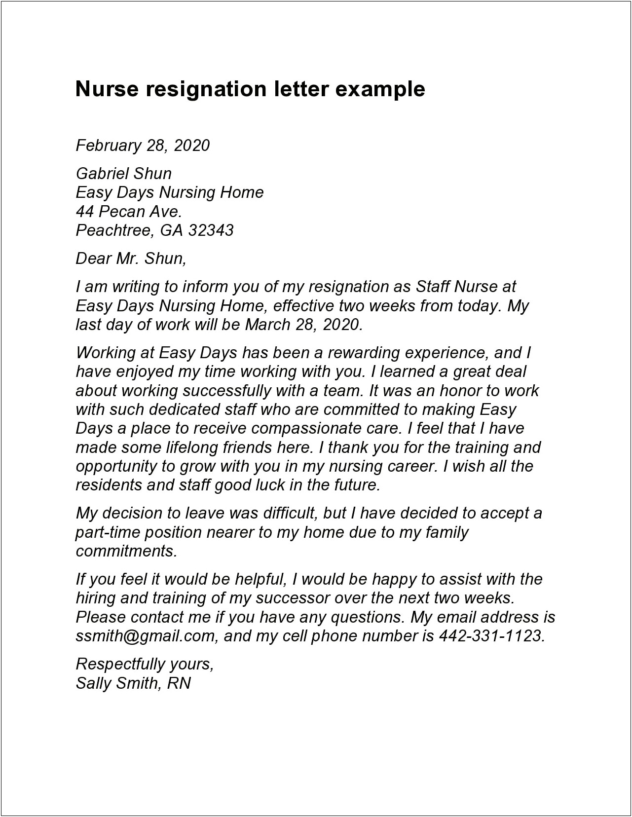 Sample Of Letter Of Resignation Templates Examples