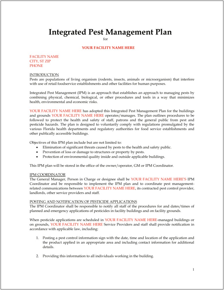 Sample Pest Control Business Plan Template