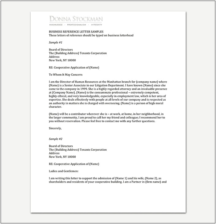 Sample Professional Letter Of Recommendation Template