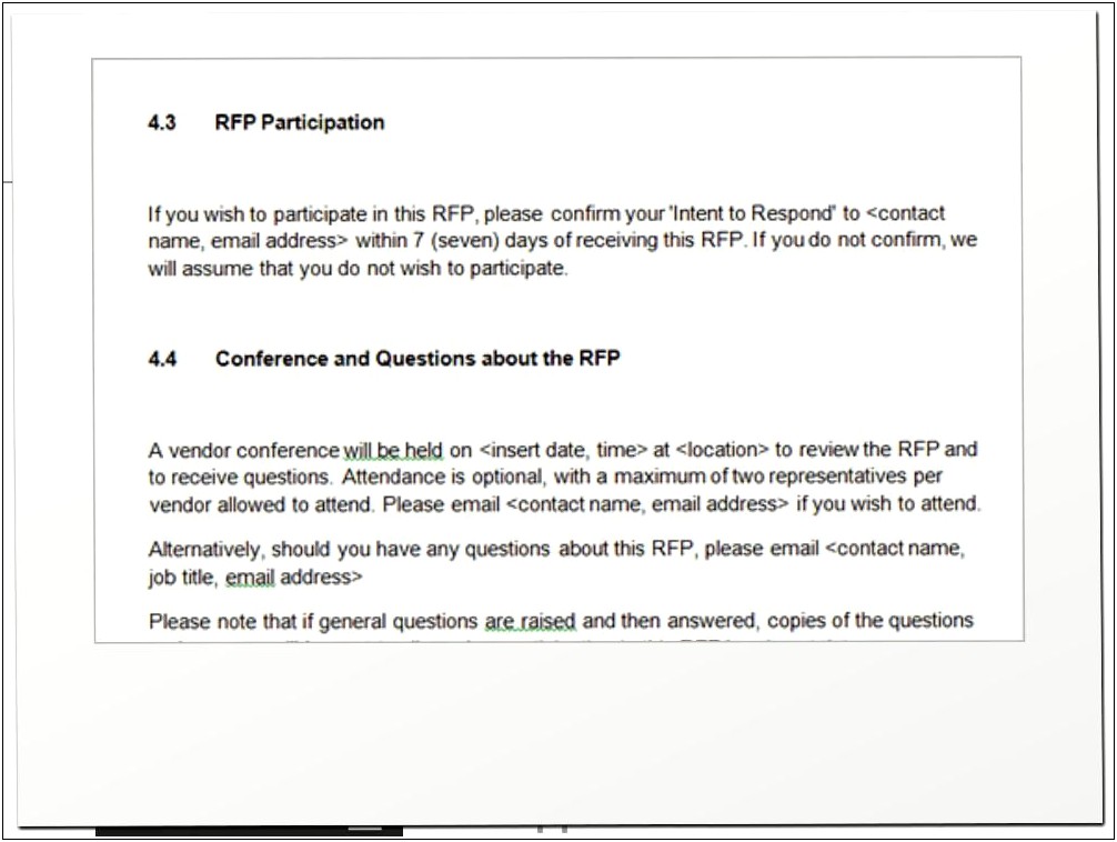 Sample Rfp Response Cover Letter Template