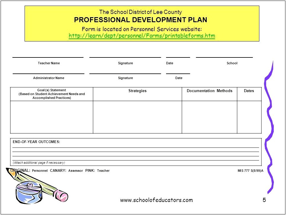 Sample School Professional Development Plan Template