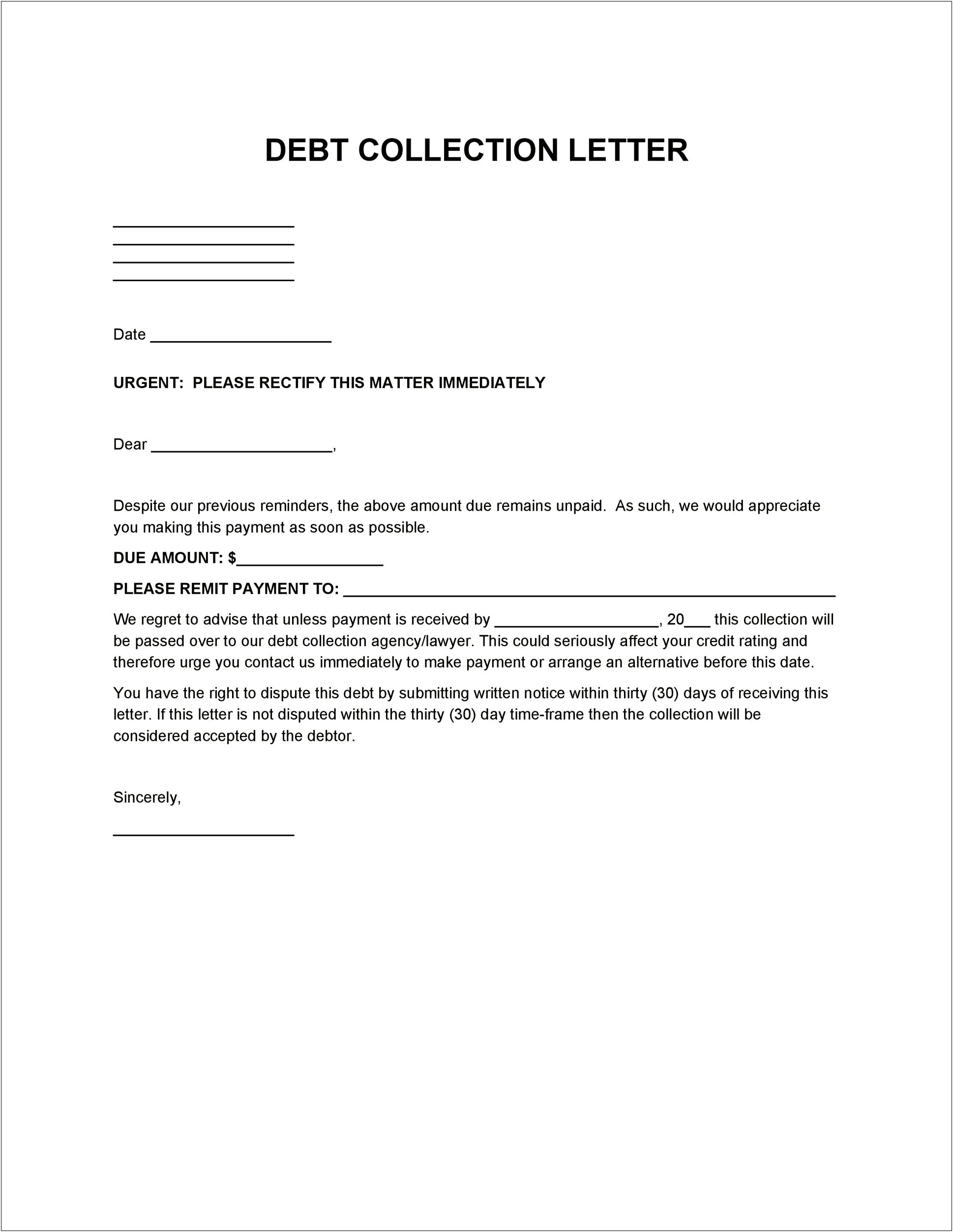 Sample Template For Ar Collection Letter