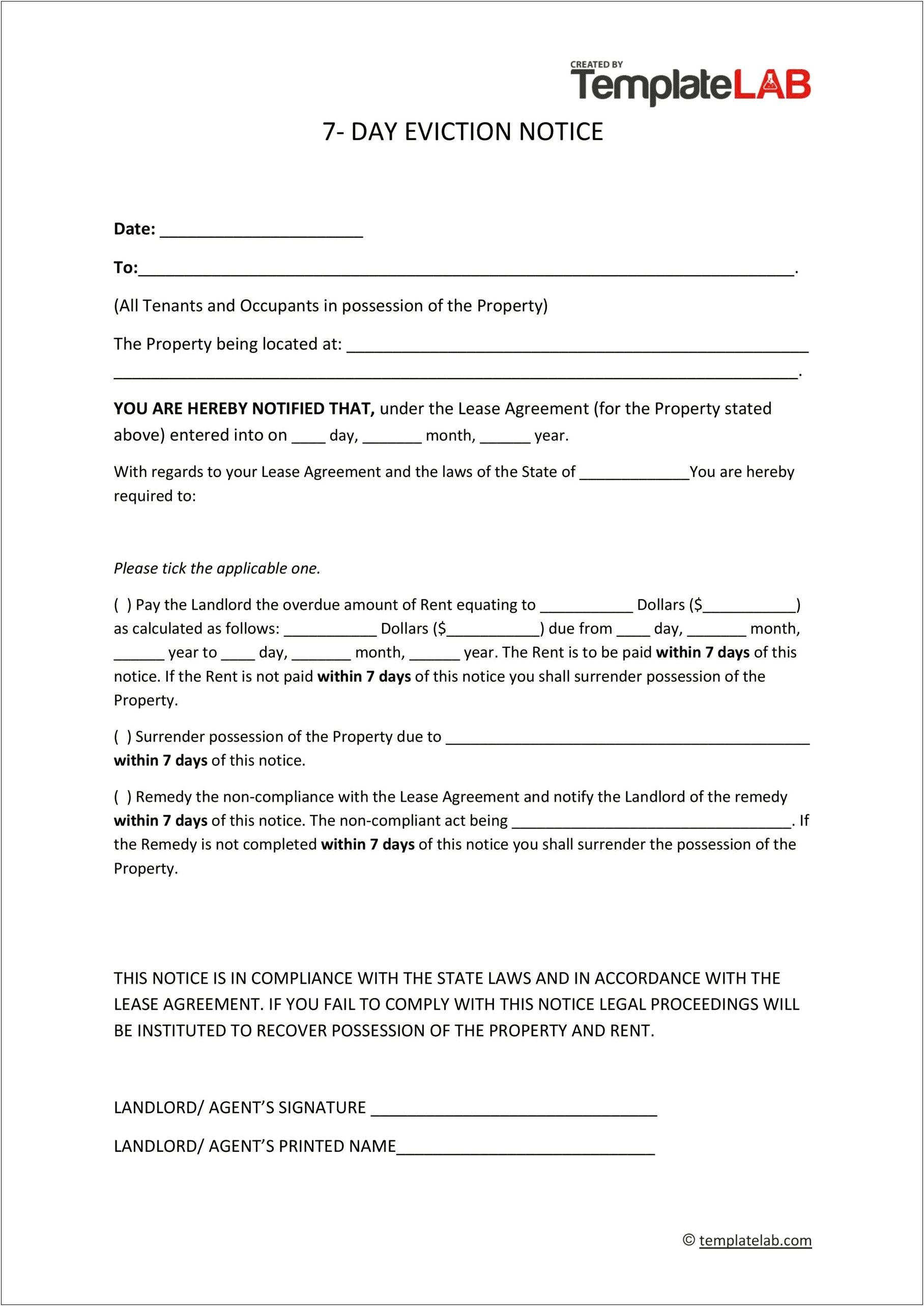 Sample Template Letter Notice Of Leave Apartment