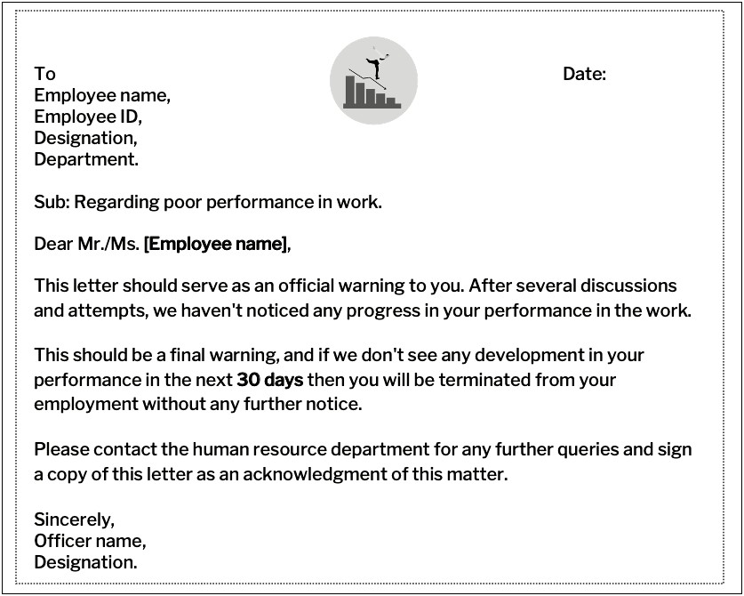 Sample Termination Letter Template Poor Performance