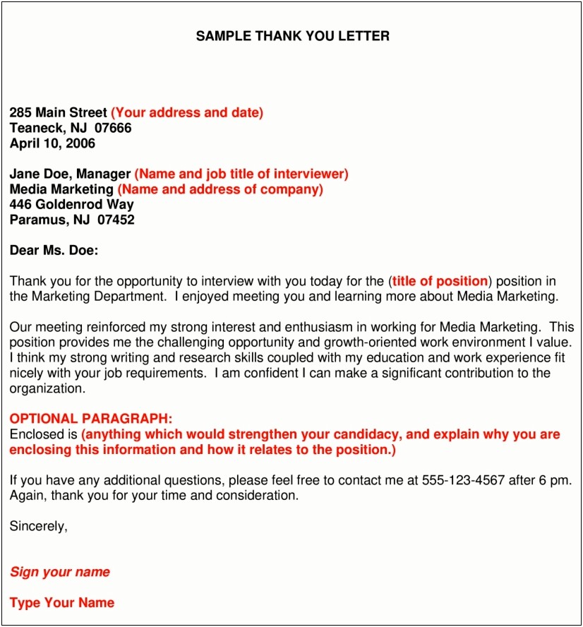 Sample Thank You Letter After Business Meeting Template