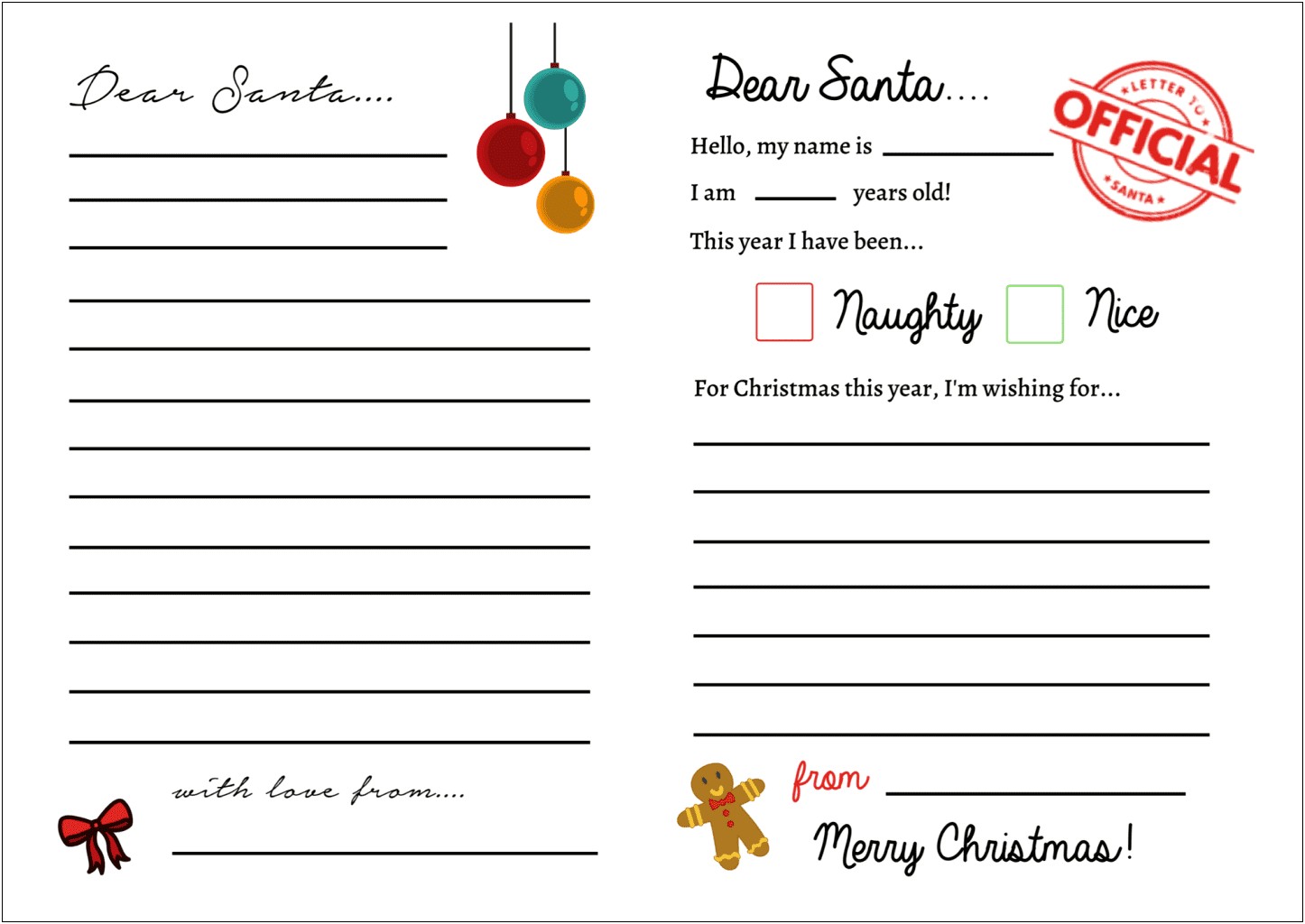 Santa Letter Back To Child Template