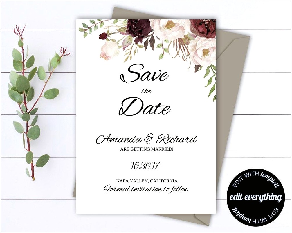 Save The Date With Picture Word Template