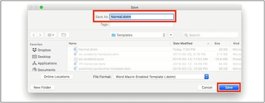 Save Word Document As Normal Template