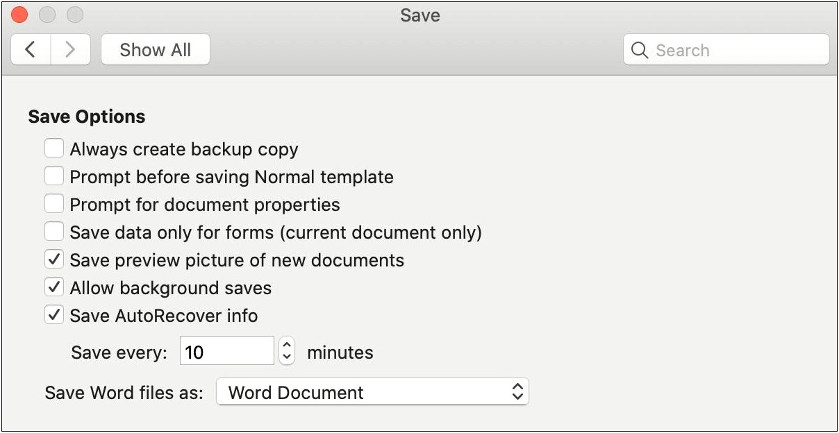 Saving Preview In Word 2016 Template