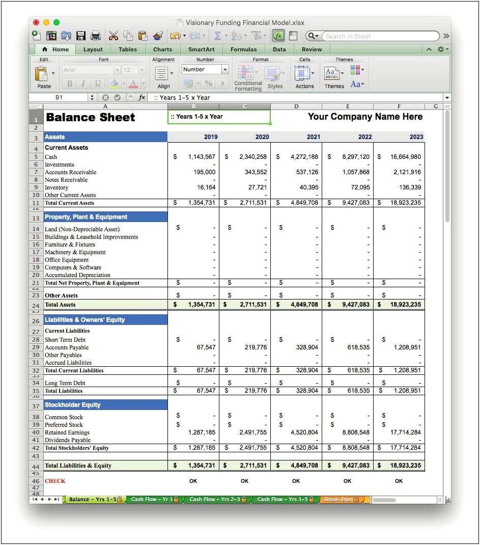 Sba Business Plan Balance Sheet Template