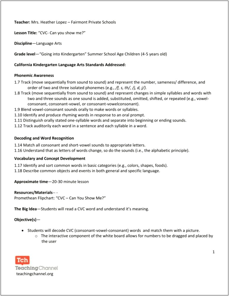 School Age Lesson Plan Template For Summer Time