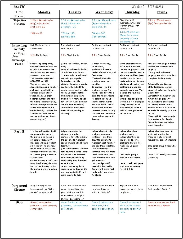 School Age Summer Lesson Plan Template