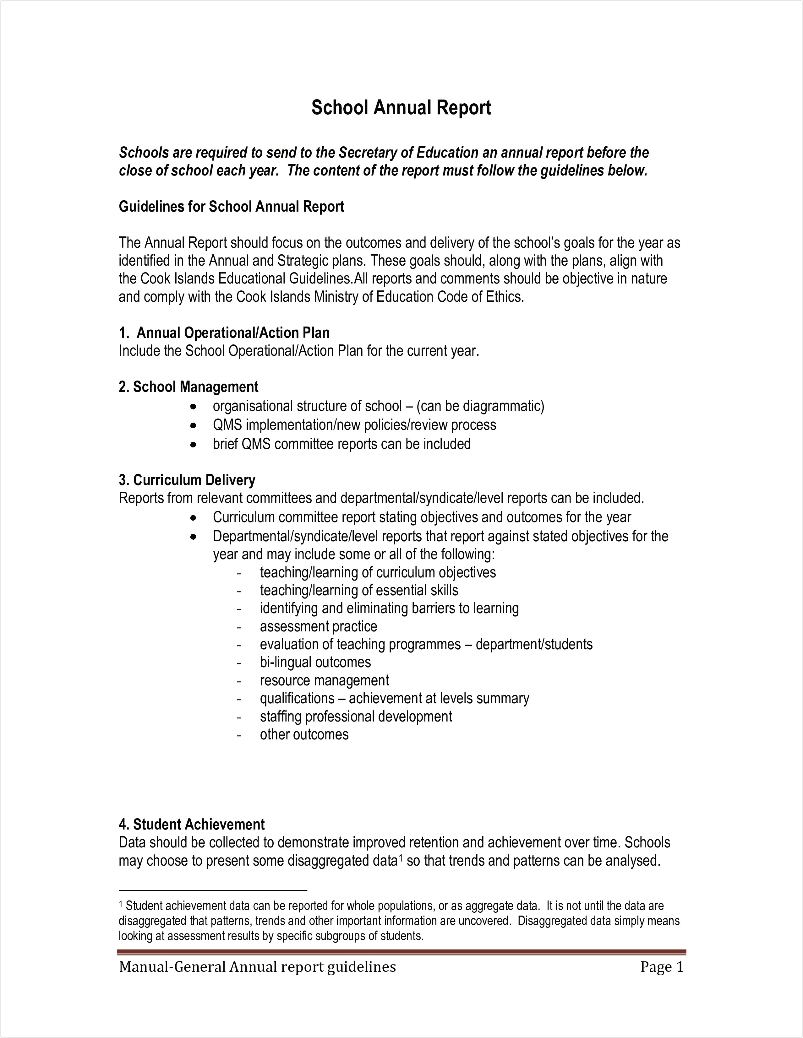 School Annual Improvement Plan Sample Template