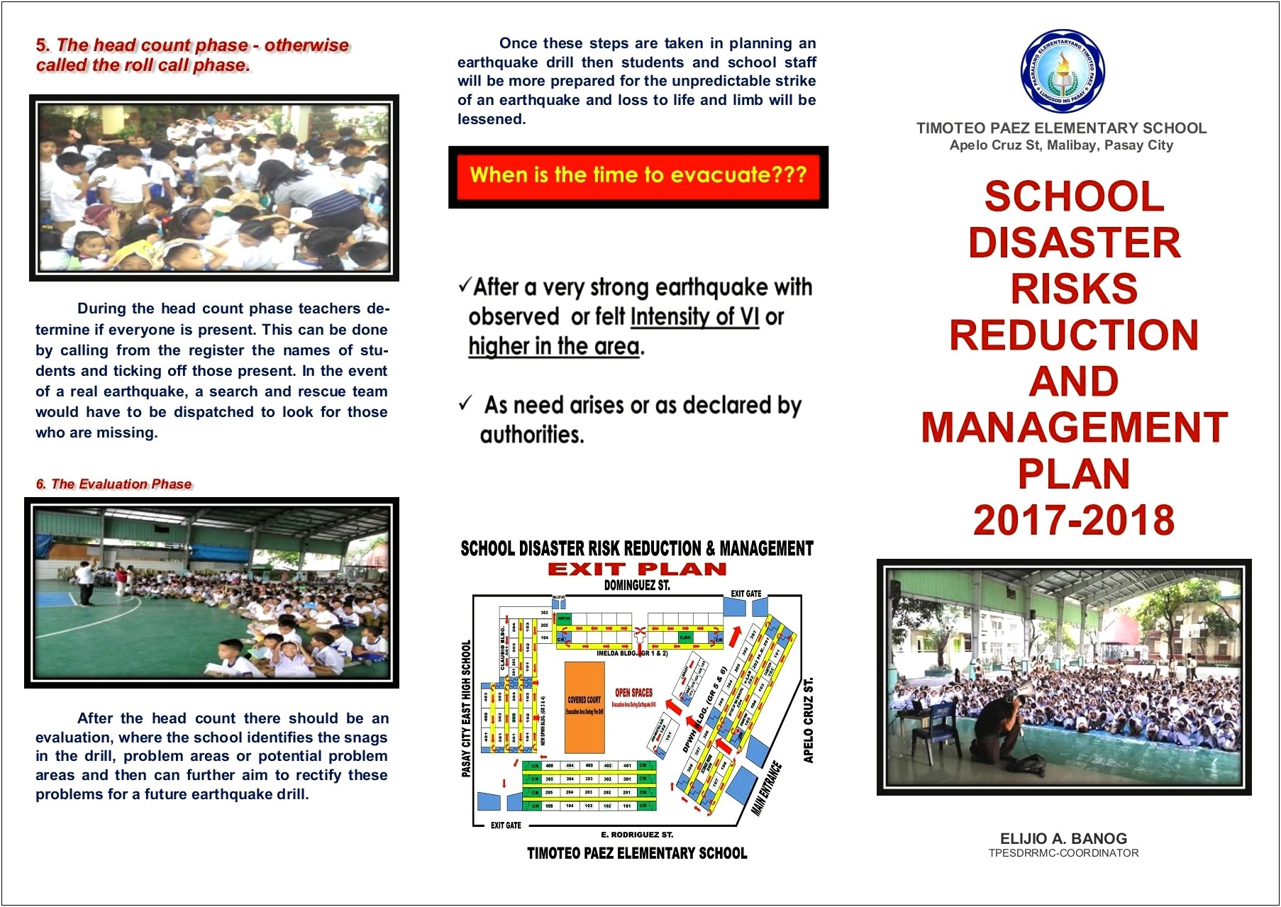 School Disaster Risk Reduction Management Plan Template