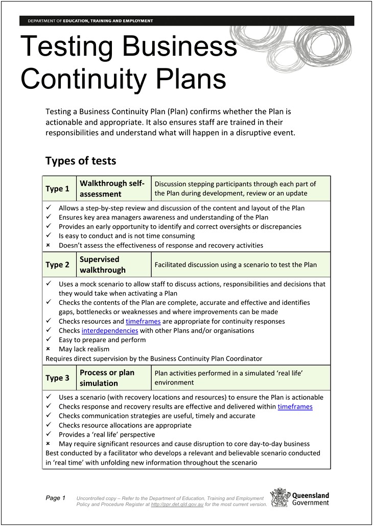 School It Business Continuity Plan Template