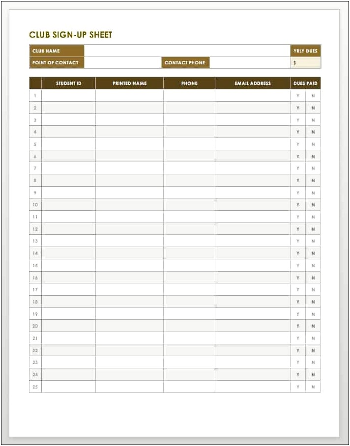 School Open House Sign In Sheet Template Word