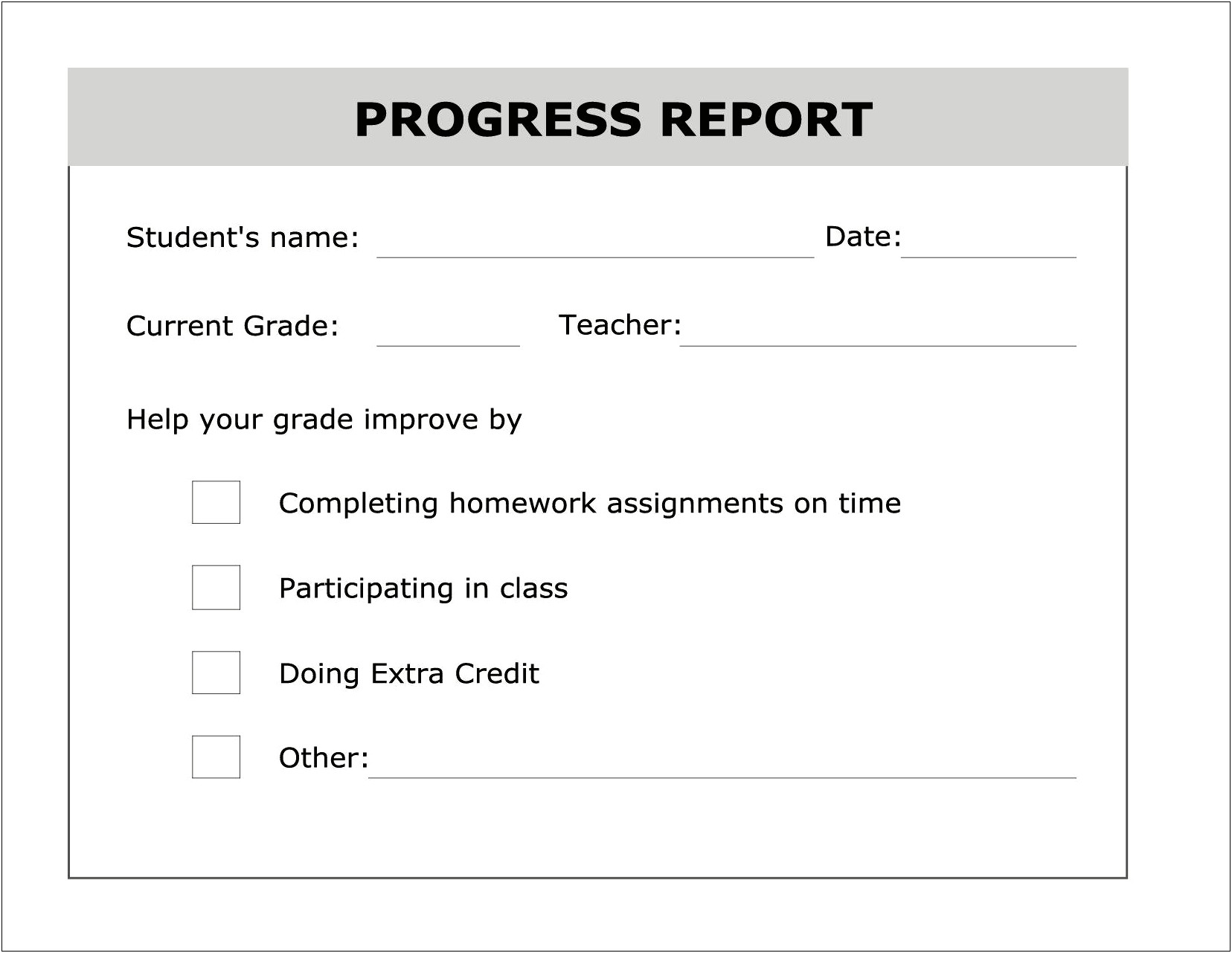 School Progress Report Template Word 2003