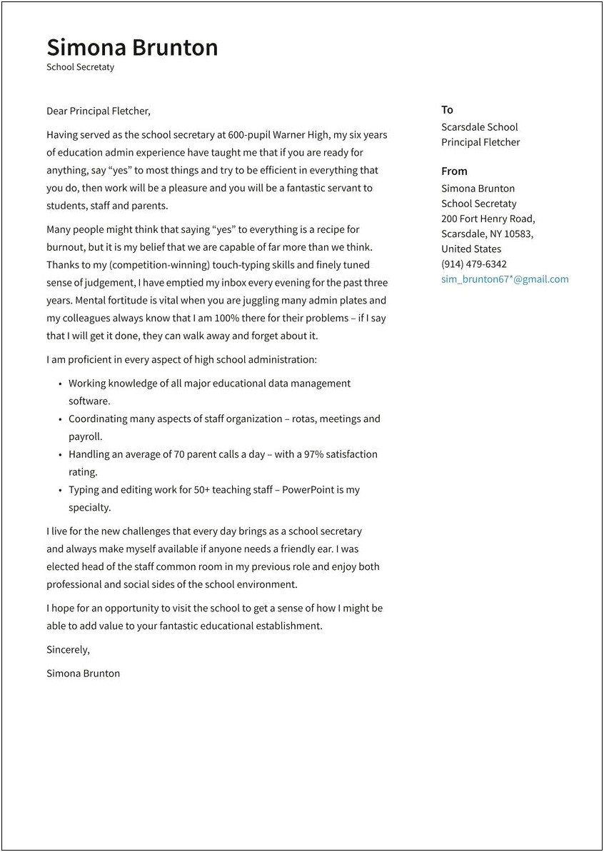 School Social Work Cover Letter Template