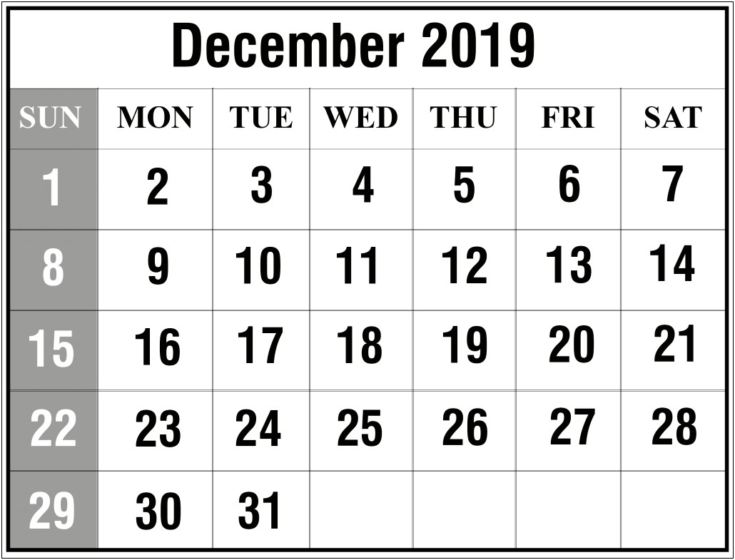 School Year Calendar Template 2019 Word