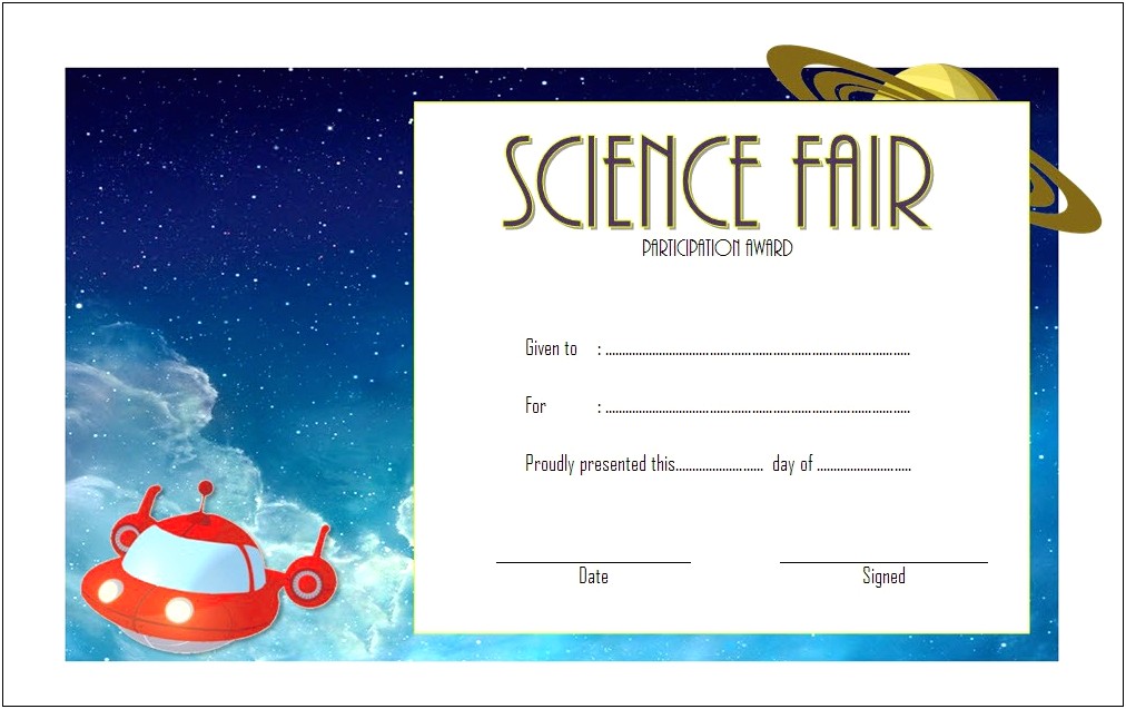 Science Fair Certificate Templates For Word