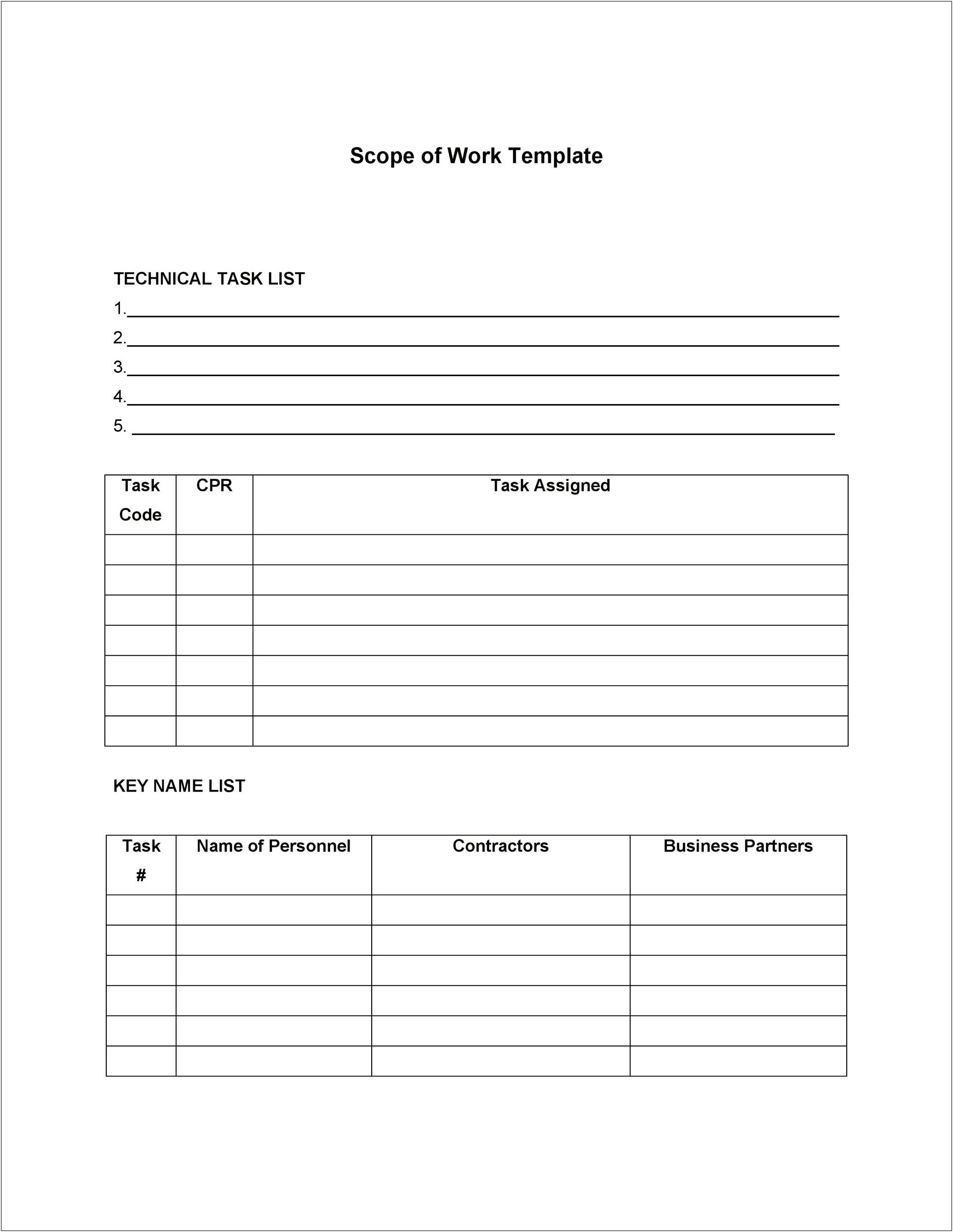 Scope Of Work Template Ms Word