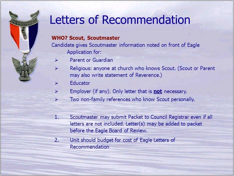 Scout Letter Of Recommendation For Eagle Template