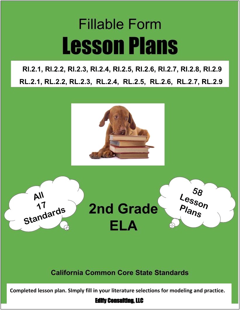 Second Grade Common Core Lesson Plan Template