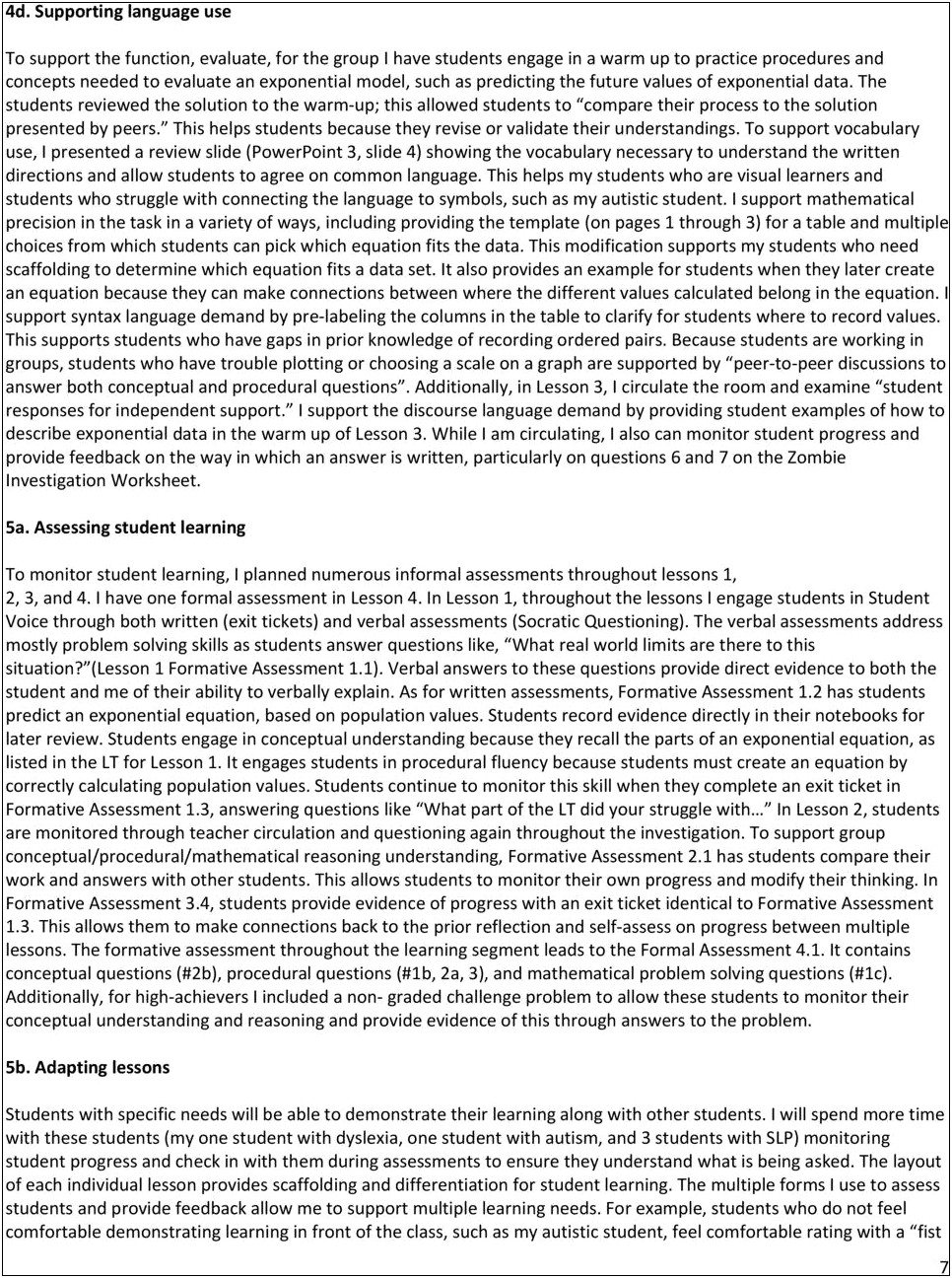 Secondary Science Exemplary Planning Commentary Edtpa Template