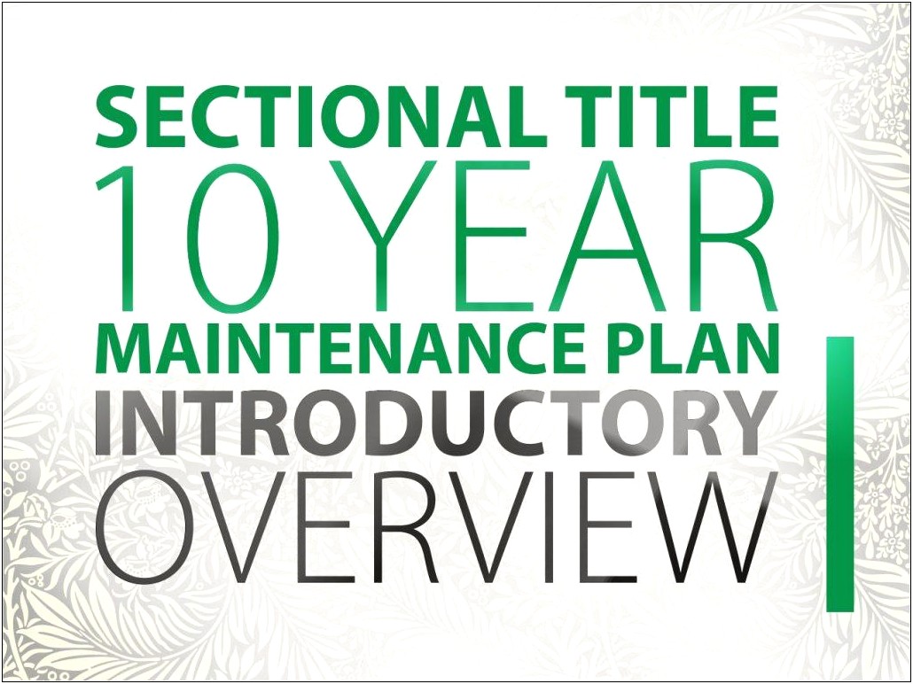 Sectional Title 10 Year Maintenance Plan Template