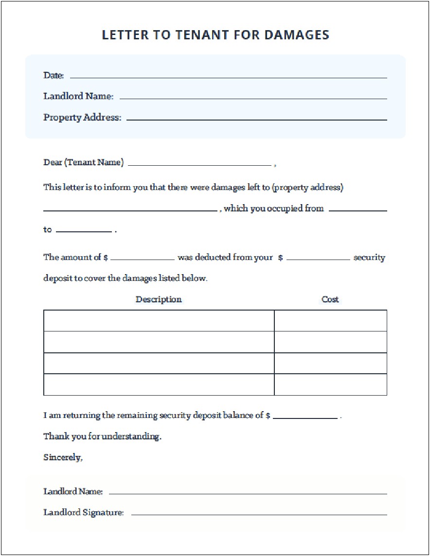 Security Deposit Demand Letter Template Florida