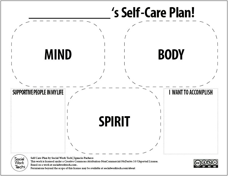 Self Care Plan For Social Workers Template