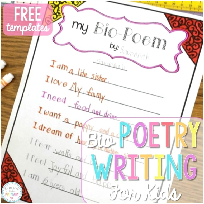 Self Portrait Poem Form Template Lesson Plan