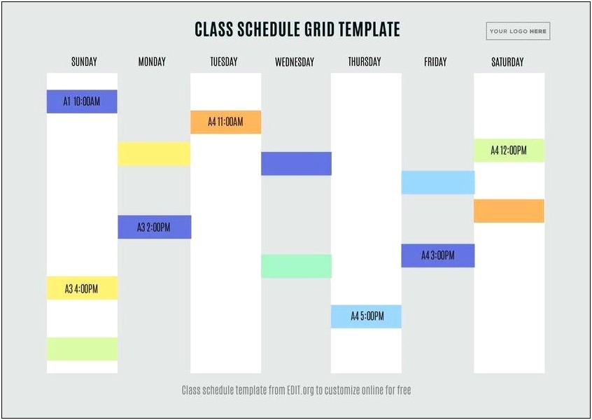 Semester Class Schedule Planning Template Spreadsheet