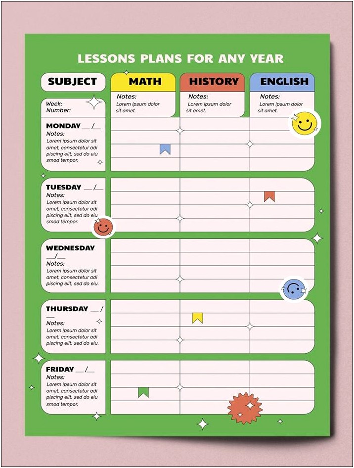 Semester Long Weekly Lesson Plan Template