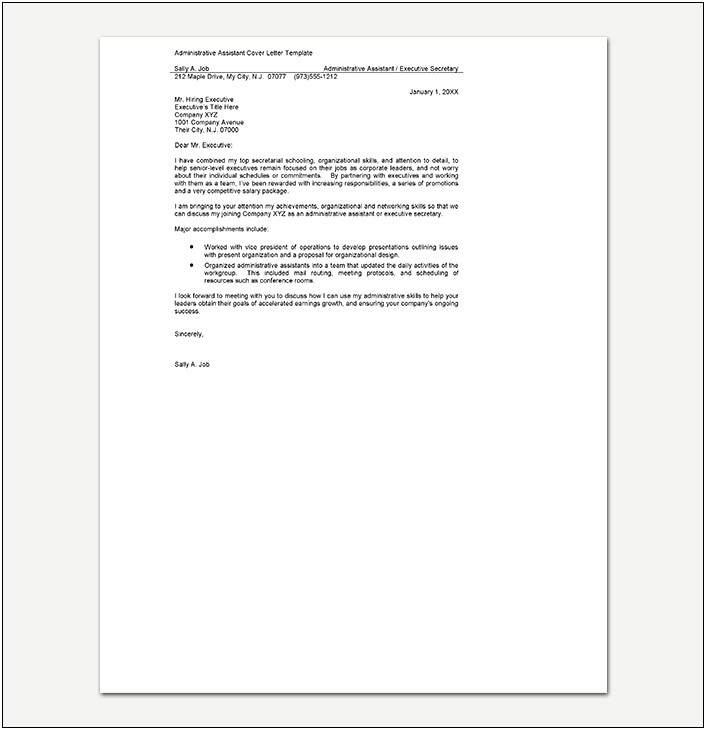 Senior Executive Assistant Cover Letter Template