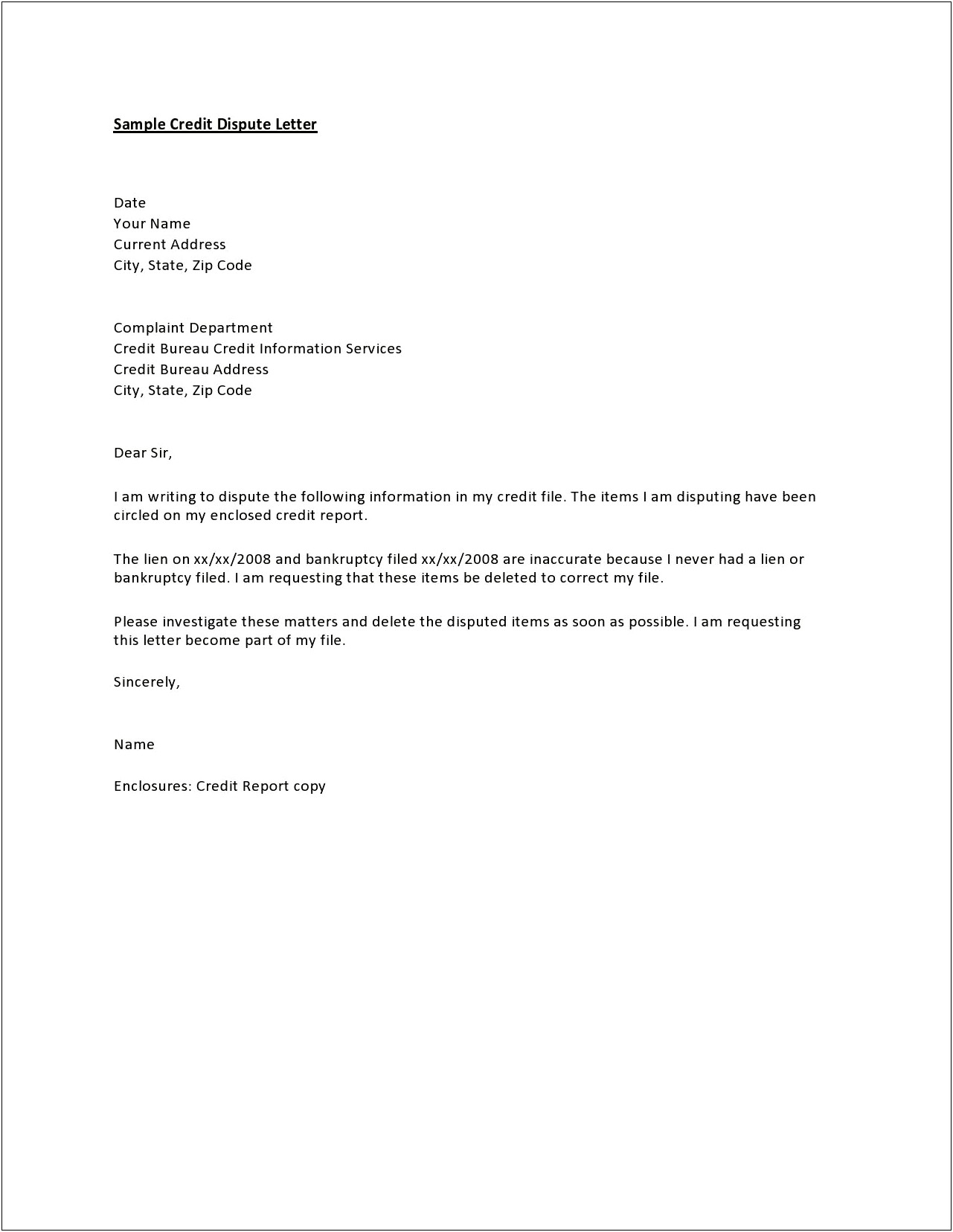 Service Chargen Bank Dispute Letter Template