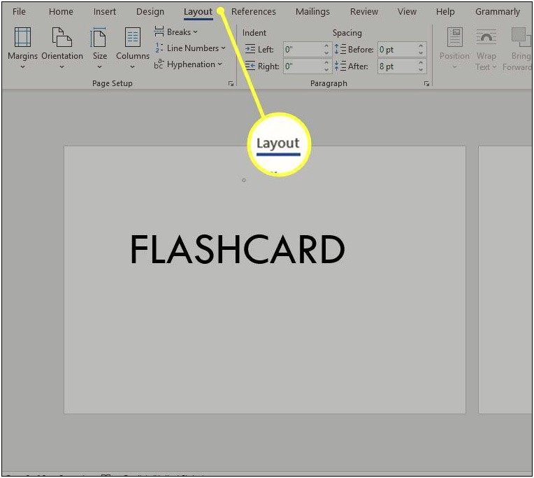 Setting Up Flash Card Template In Word