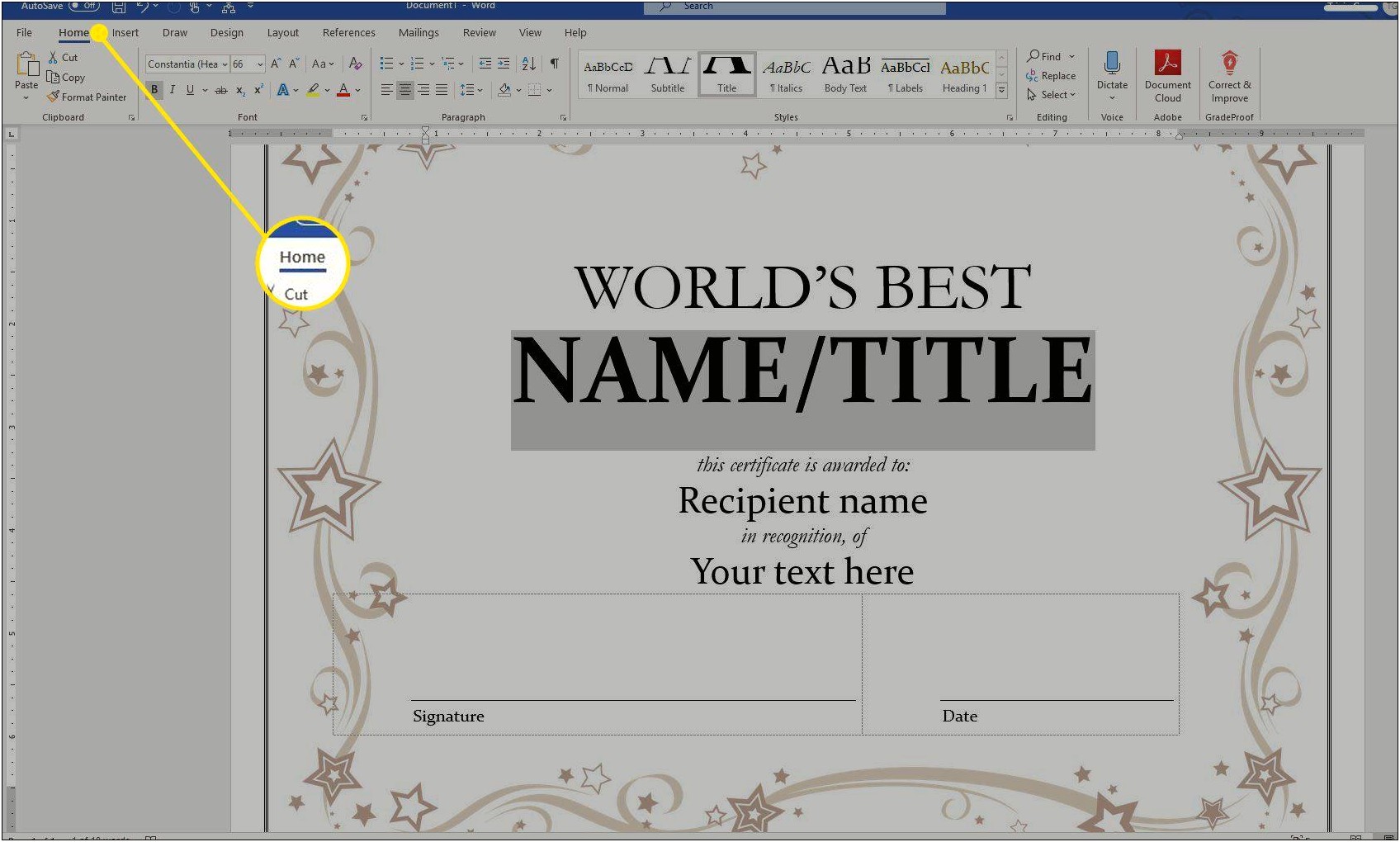 Setting Up Word Document Template 2013