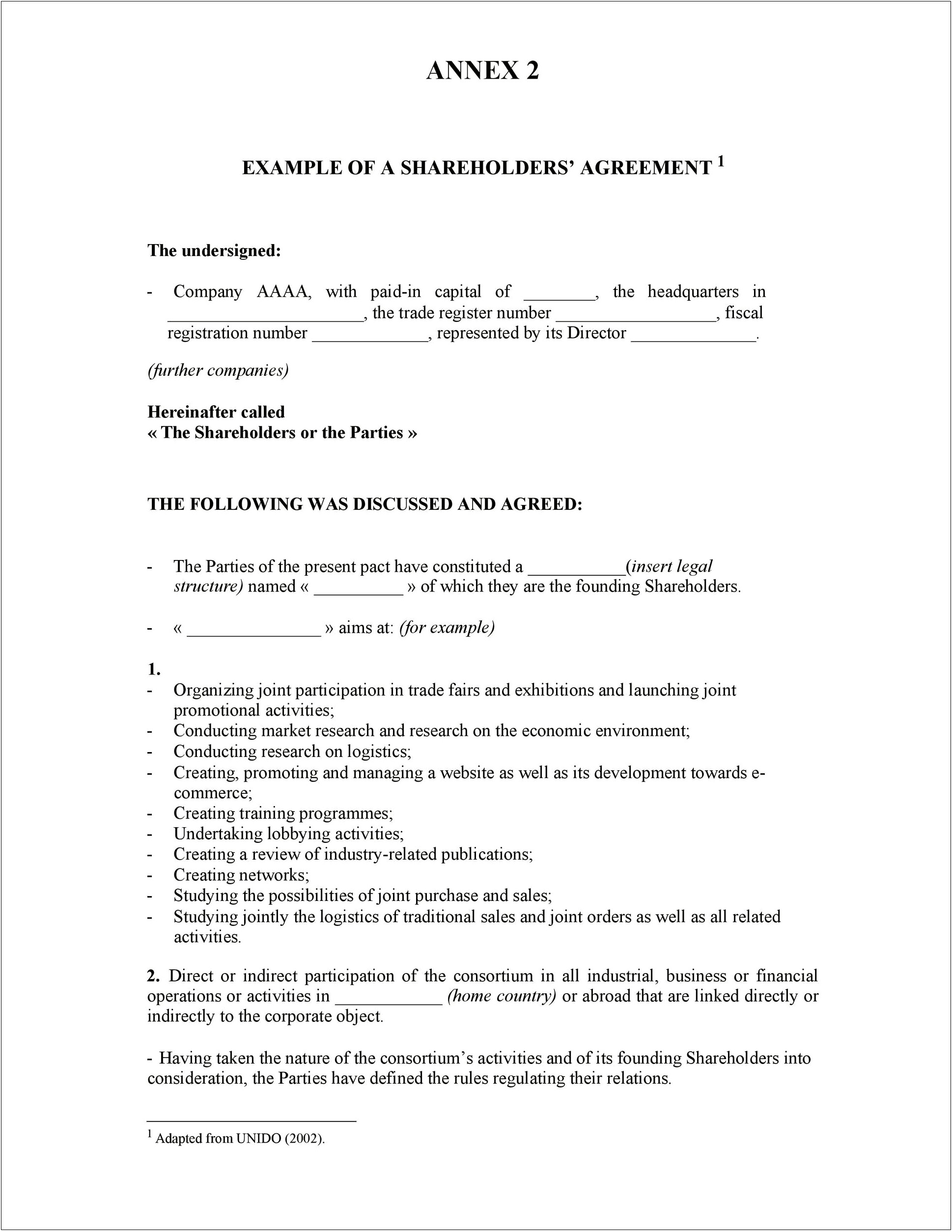 Shareholders Agreement Template Free Download Nz