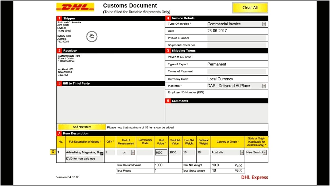 Shipper's Letter Of Instruction Template Australia