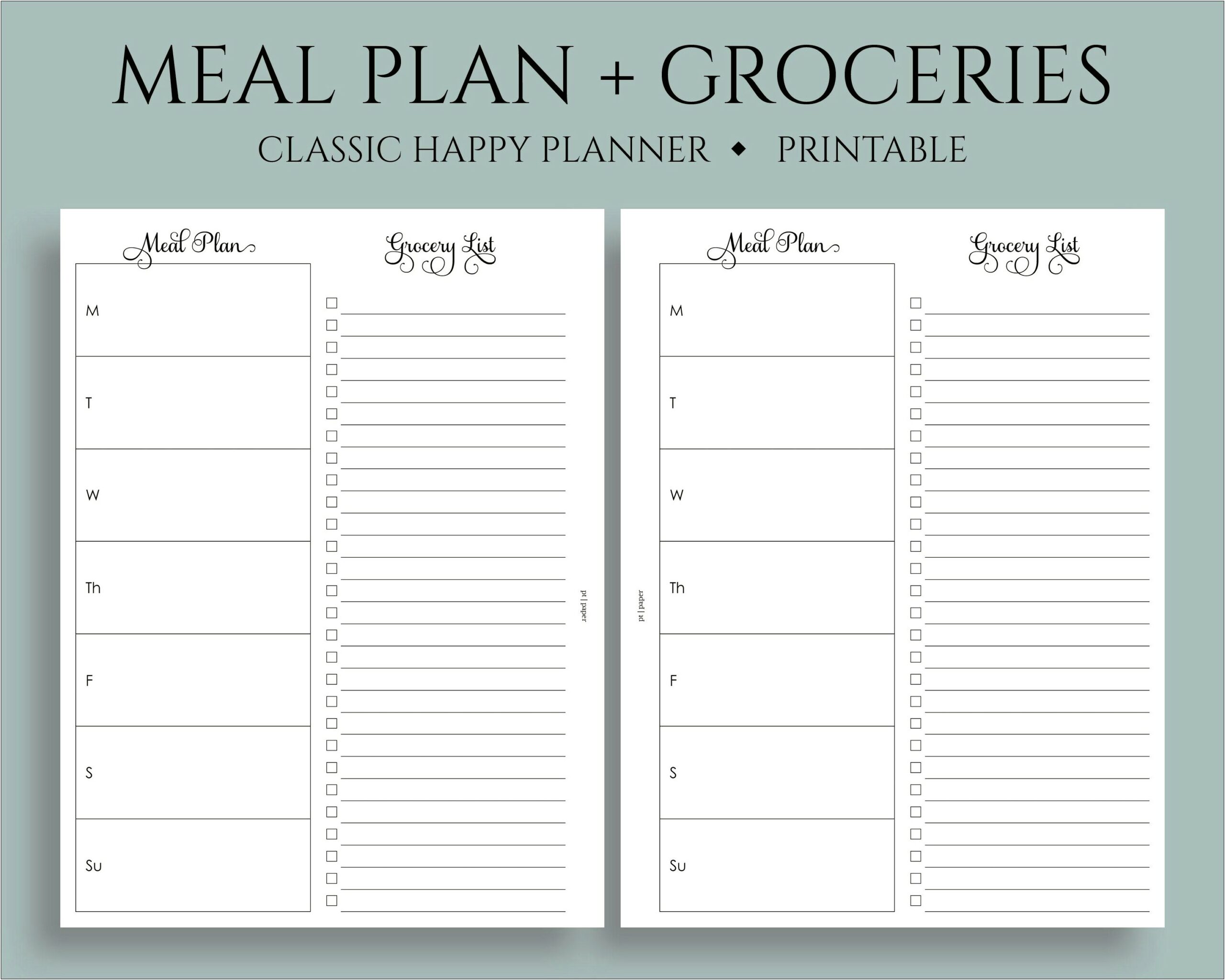 Shopping List And Meal Plan Template