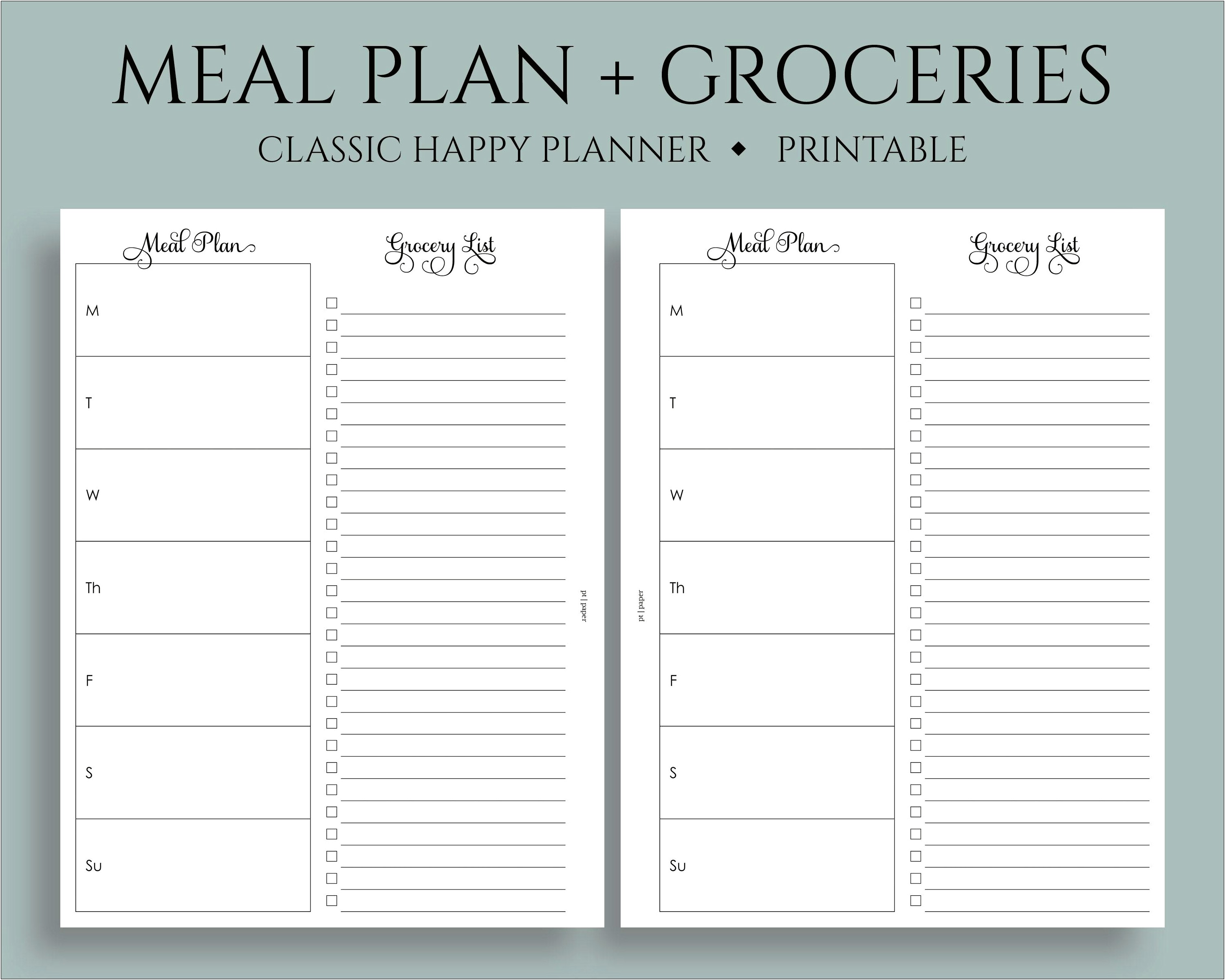 Shopping List And Meal Plan Template