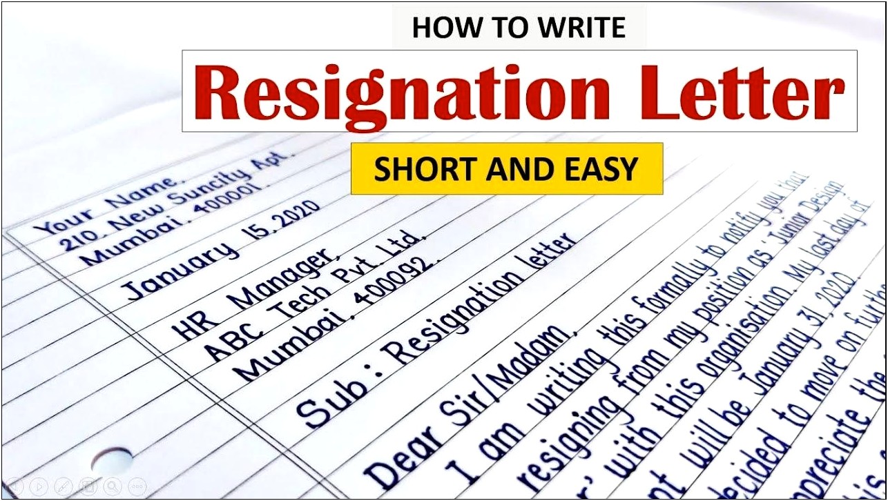 Show Templates Of Resegnation Letter In Hand Writing