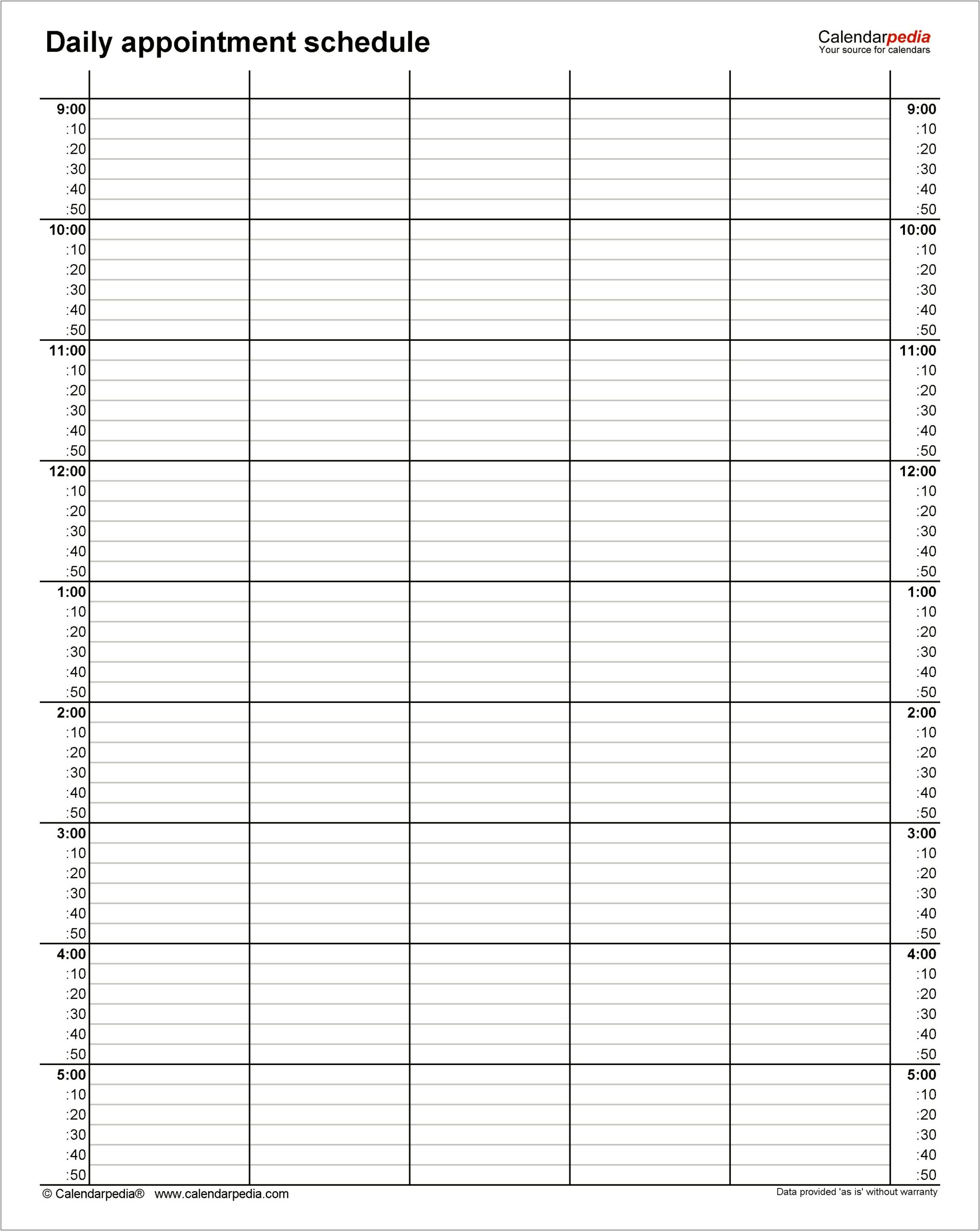 Sign Up Sheet Template Word With Time Slots