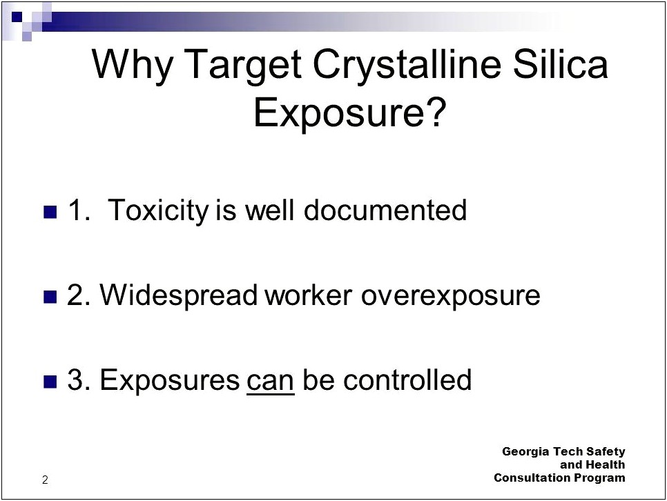 Silica Exposure Control Plan Template Ga Tech