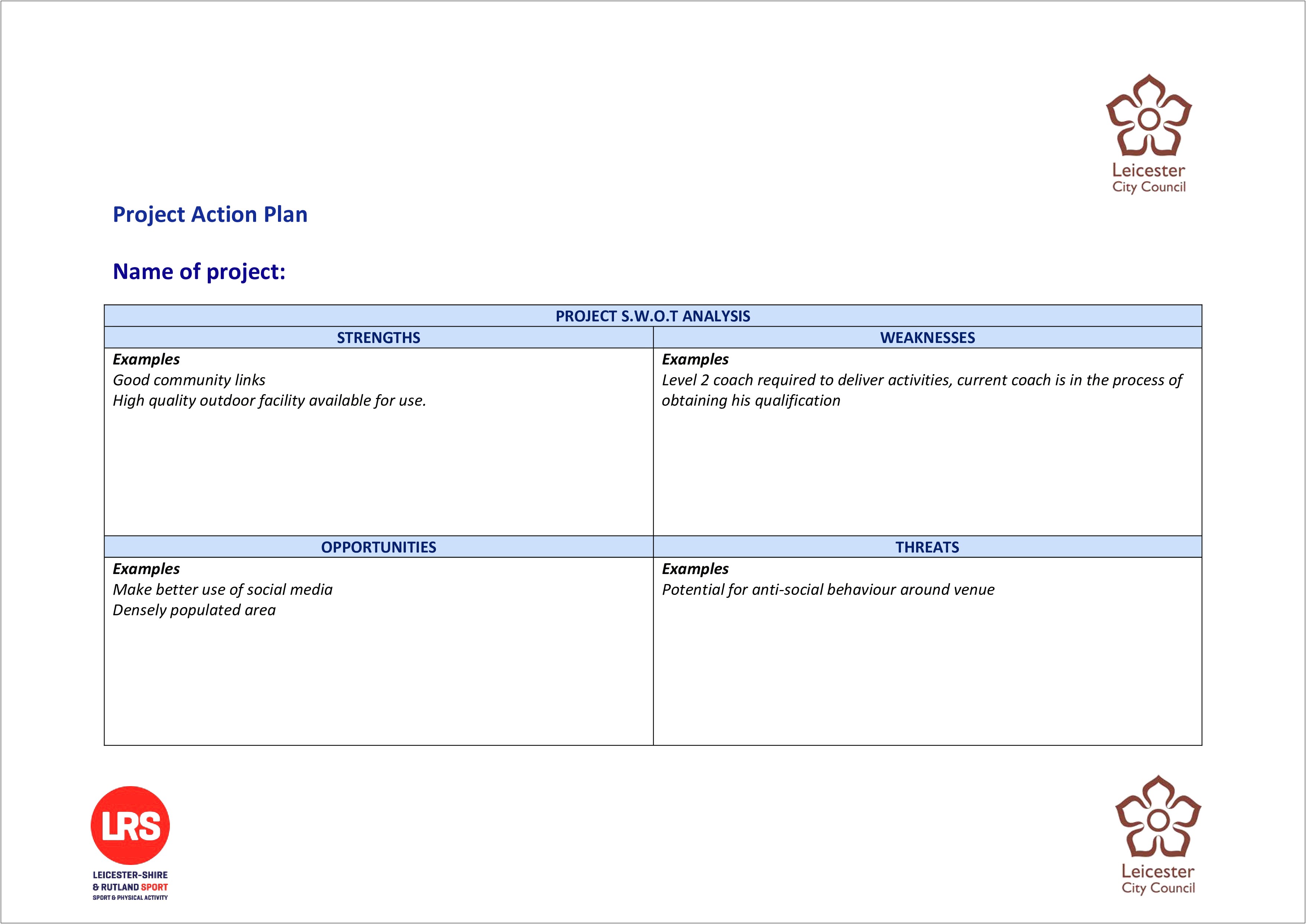 Simple Action Plan Template For Projects