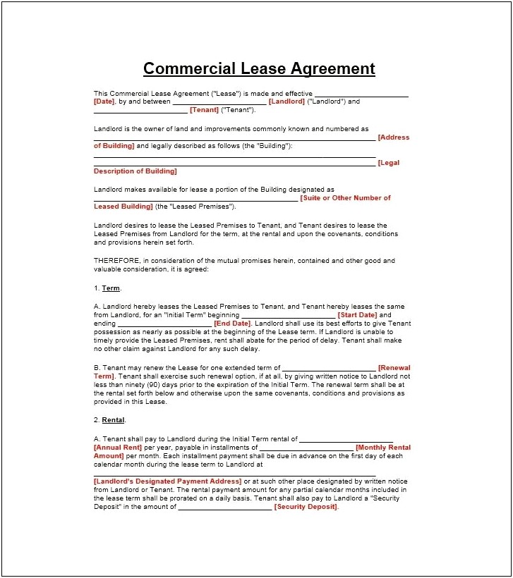 Simple Audio Studio Commercial Lease Agreement Template Word