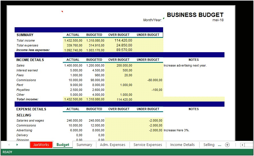 Simple Business Financial Plan Template Donwlaod