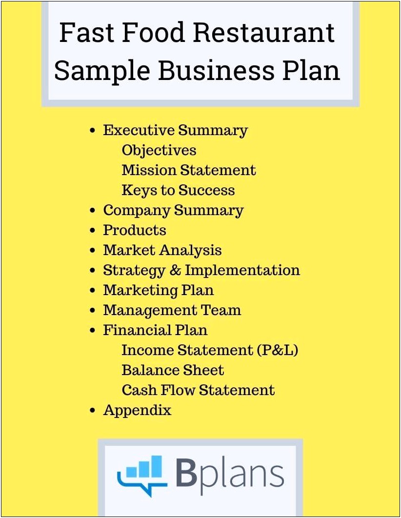 Simple Business Plan Template For Restaurants